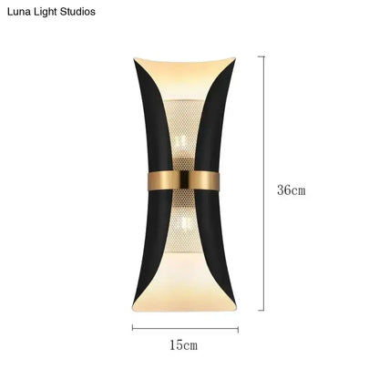 Black and Gold Curved Wall Lamp for Bedroom