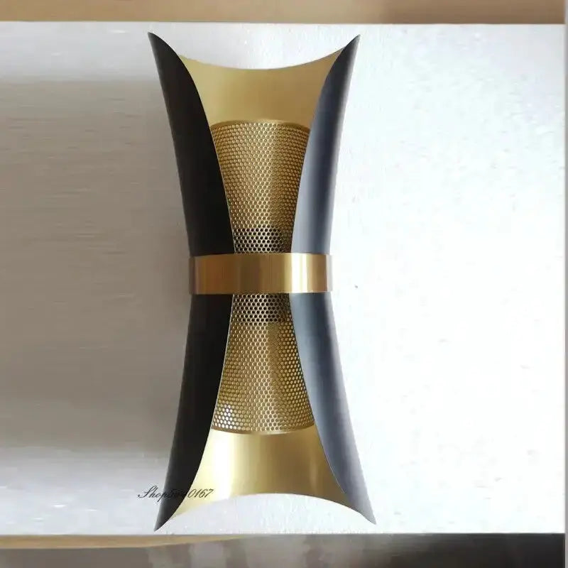 Black and Gold Curved Wall Lamp for Bedroom