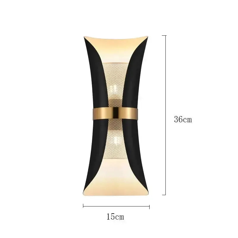 Black and Gold Curved Wall Lamp for Bedroom