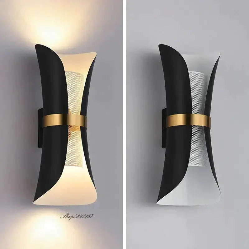 Black and Gold Curved Wall Lamp for Bedroom