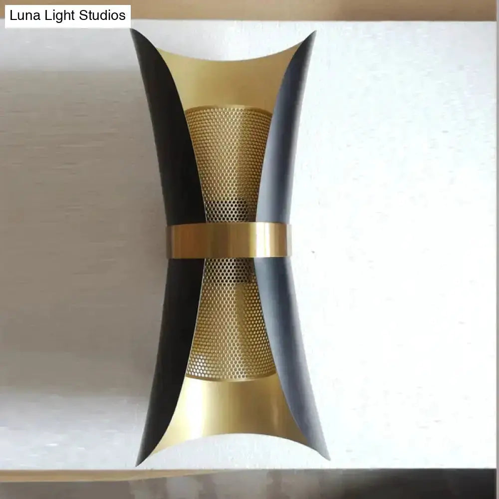 Black and Gold Curved Wall Lamp for Bedroom
