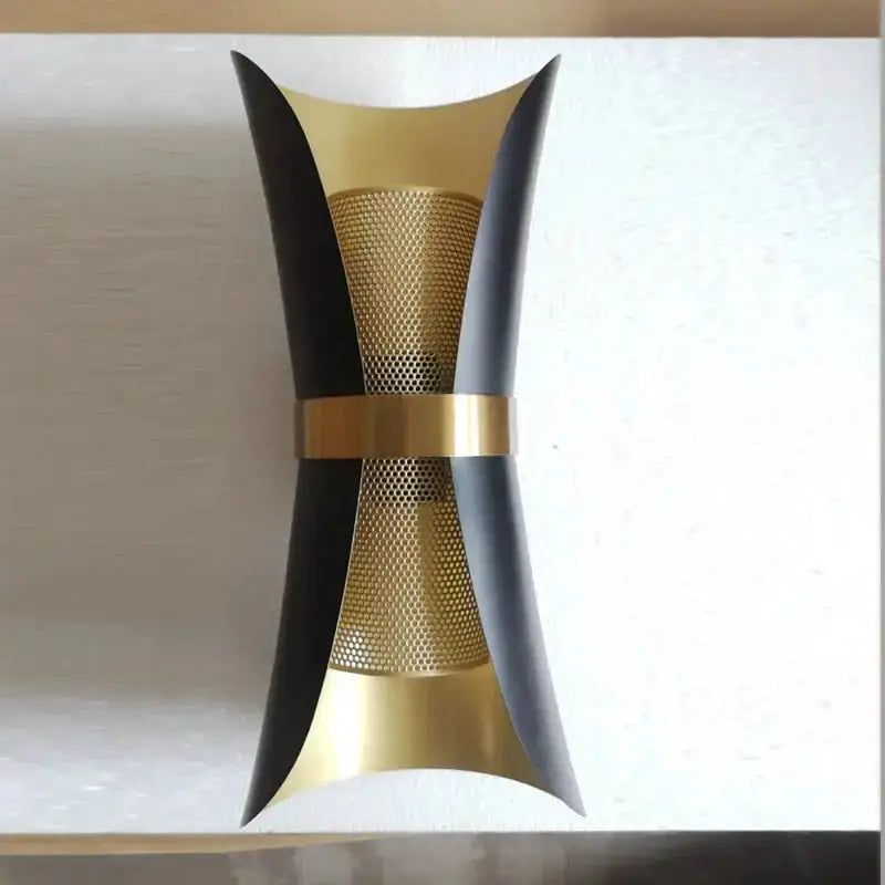 Black and Gold Curved Wall Lamp for Bedroom