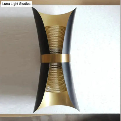Black and Gold Curved Wall Lamp for Bedroom