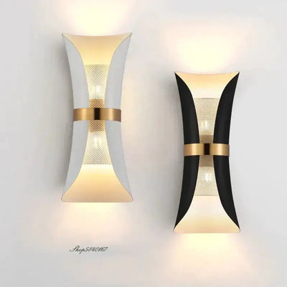 Black and Gold Curved Wall Lamp for Bedroom