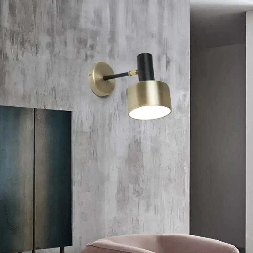 Modern black and gold cylinder wall sconce by Decorbites metal lighting for living room on Tampa Home & Garden Store