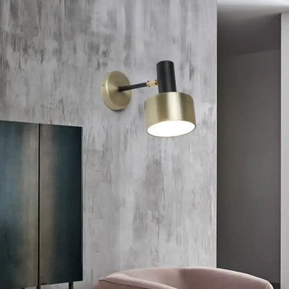 Modern black and gold cylinder wall sconce by Decorbites metal lighting for living room on Tampa Home & Garden Store