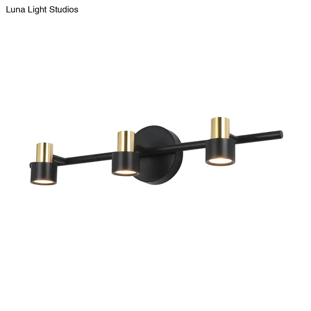 Modern Black and Gold Cylinder Wall Vanity Lamp