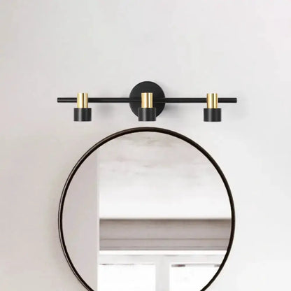 Modern Black and Gold Cylinder Wall Vanity Lamp