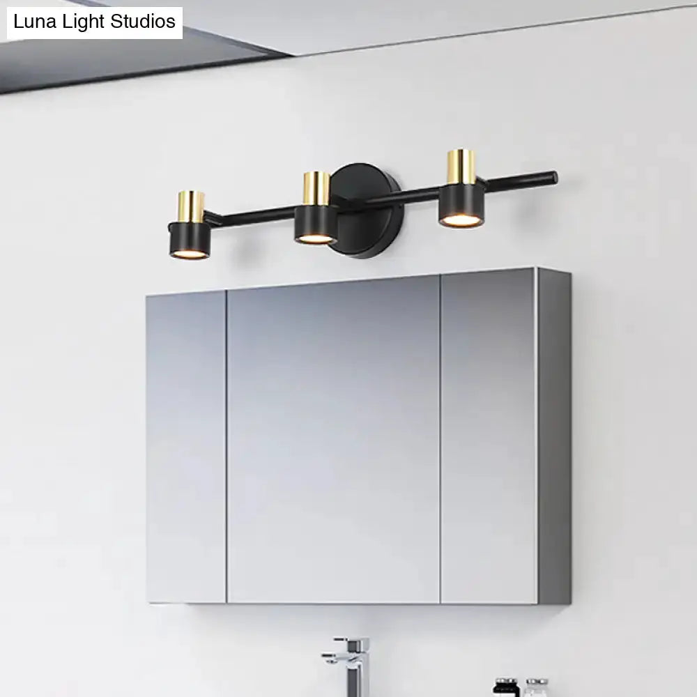 Modern Black and Gold Cylinder Wall Vanity Lamp
