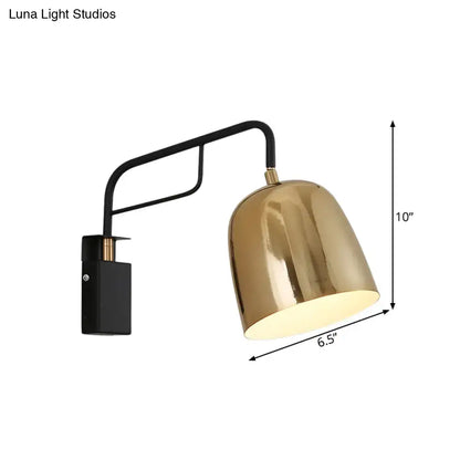 Black Gold Dome Industrial Sconce by Decorbites with black metal arm and gold shade on Tampa Home & Garden Store