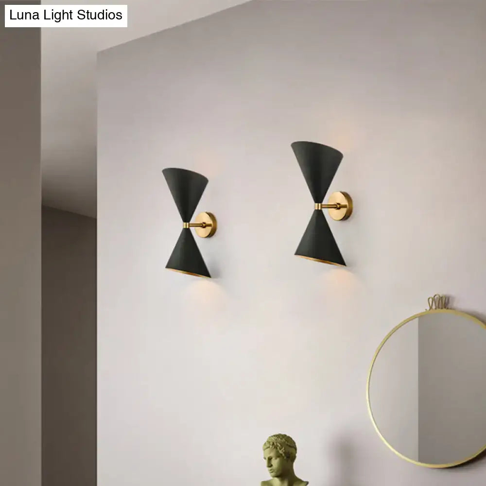 Black Gold Cone Sconce pair by Decorbites with brass mounts on wall on Tampa Home & Garden Store