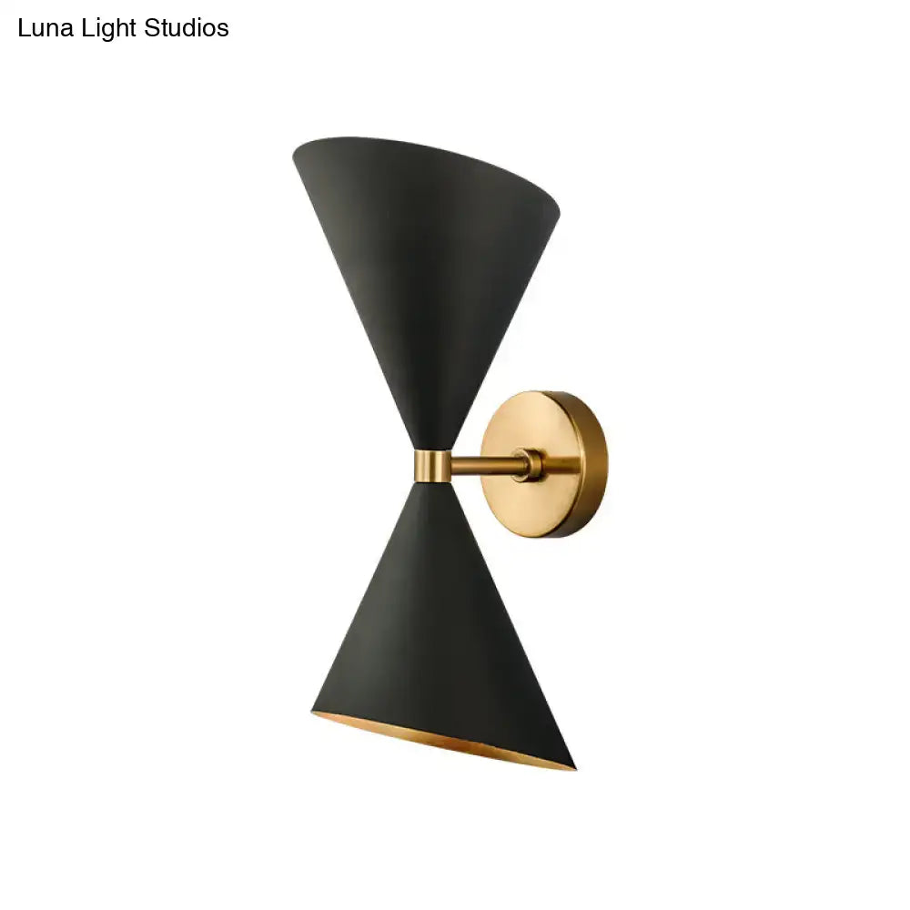 Black Gold Cone Sconce wall light with dual black cones and brass wall mount on Tampa Home & Garden Store