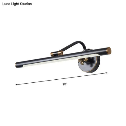 Decorbites black brass vanity sconce with slim LED bar and curved arm finish on Tampa Home & Garden Store