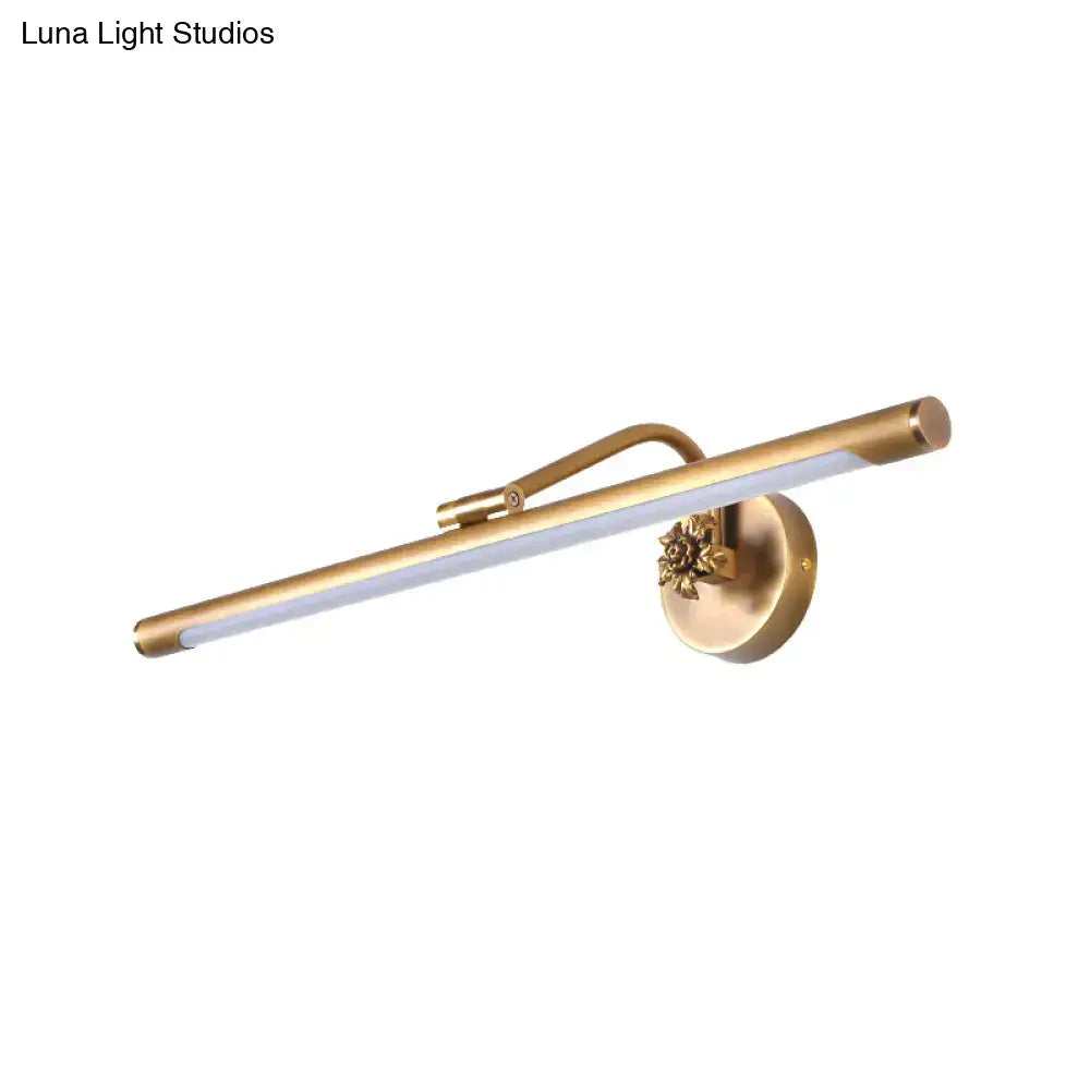 Black brass vanity sconce with long bar light and ornate sunburst backplate Decorbites on Tampa Home & Garden Store