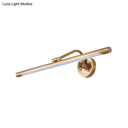 Black brass vanity sconce with long bar light and ornate sunburst backplate Decorbites on Tampa Home & Garden Store