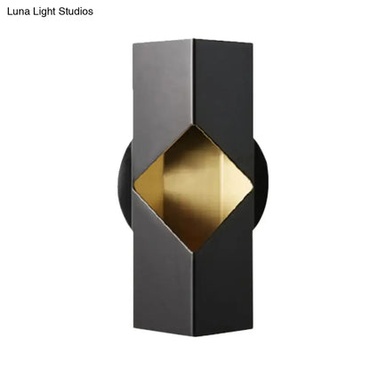 Modern black and gold geometric LED sconce with iron diamond-inset shade by Decorbites on Tampa Home & Garden Store
