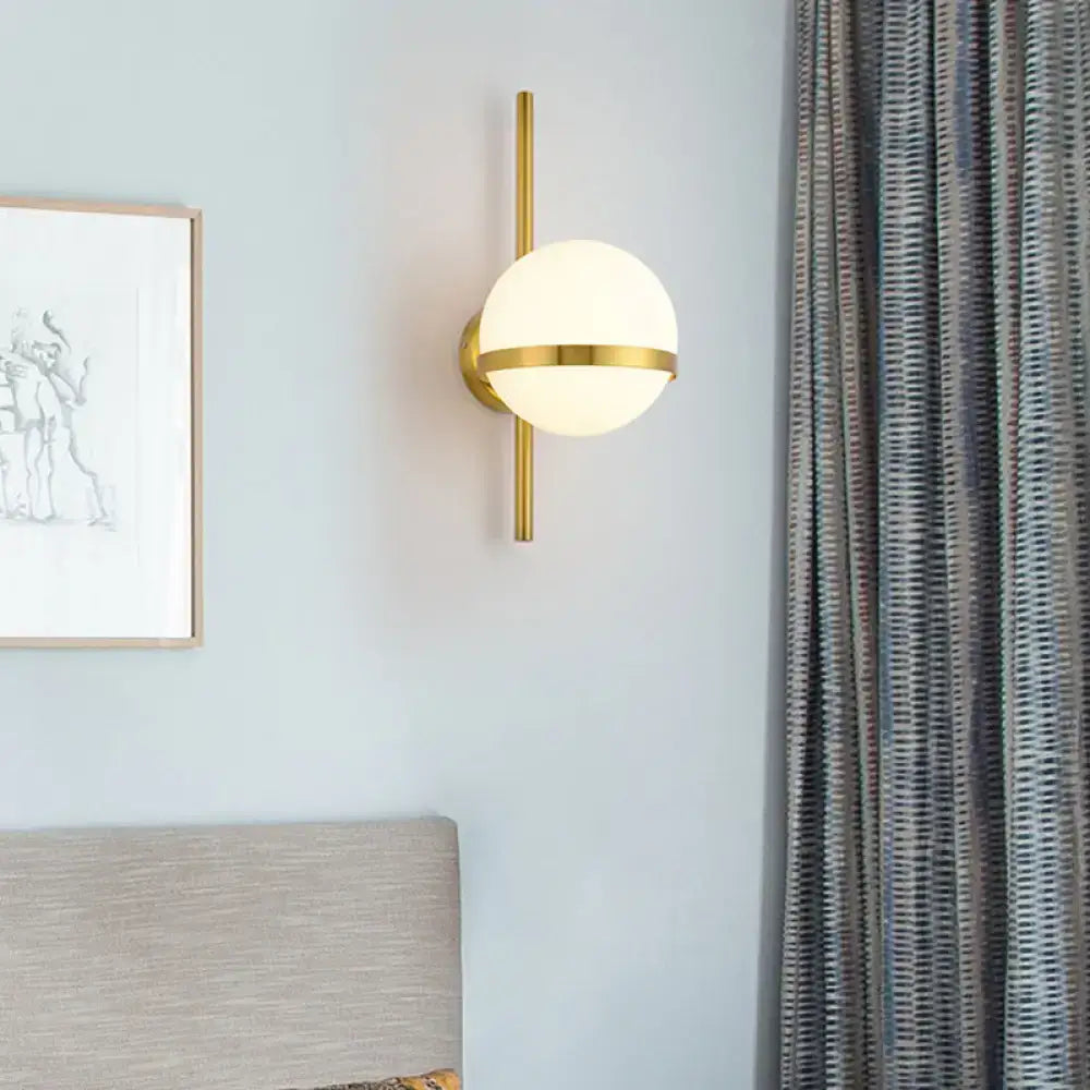 Black Gold Glass Sconce by Decorbites wall light with frosted globe and brass band on Tampa Home & Garden Store