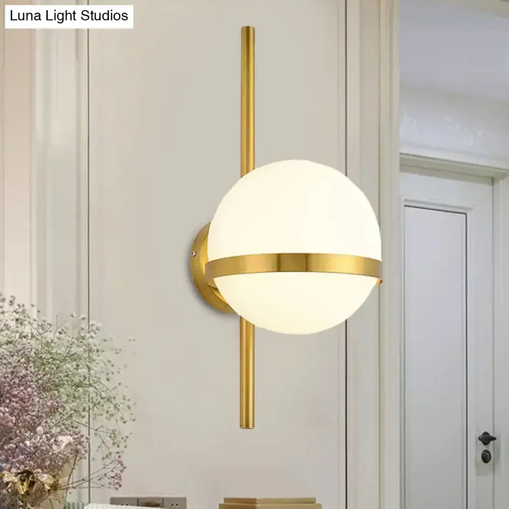 Black Gold Glass Sconce wall light by Decorbites with frosted globe and gold band on Tampa Home & Garden Store
