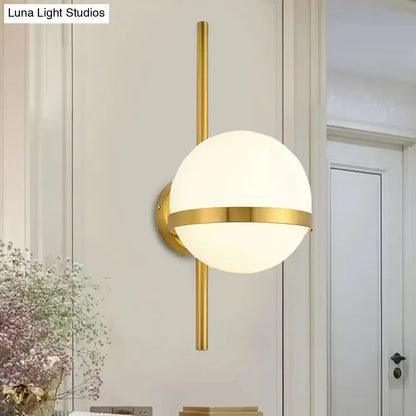 Black Gold Glass Sconce wall light by Decorbites with frosted globe and gold band on Tampa Home & Garden Store