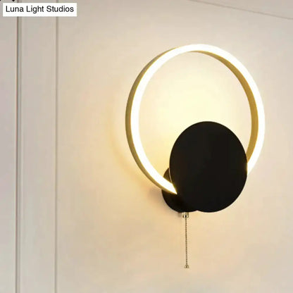 Modern Black and Gold Led Bedroom Sconce