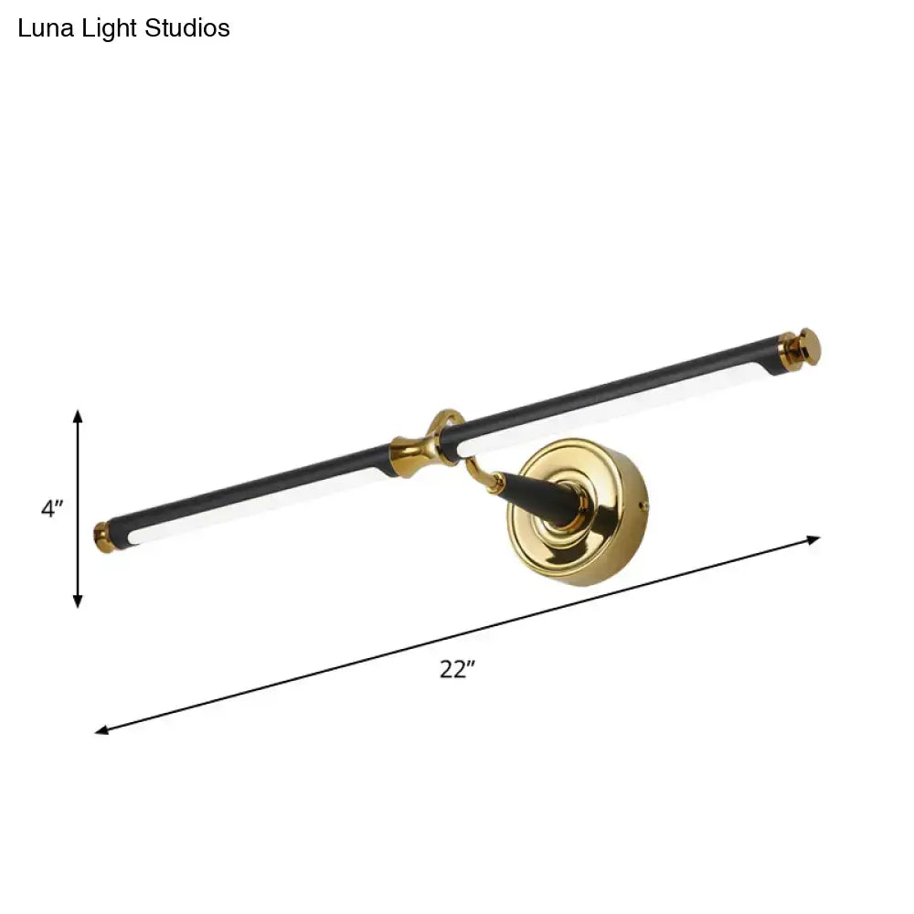 Black LED Industrial Dimmable Vanity Sconce with 22in brass-accent bar by Decorbites on Tampa Home & Garden Store