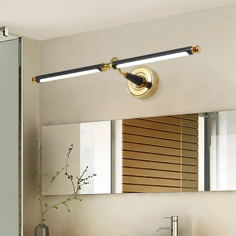 Decorbites black LED industrial vanity sconce with brass accents, dimmable on Tampa Home & Garden Store