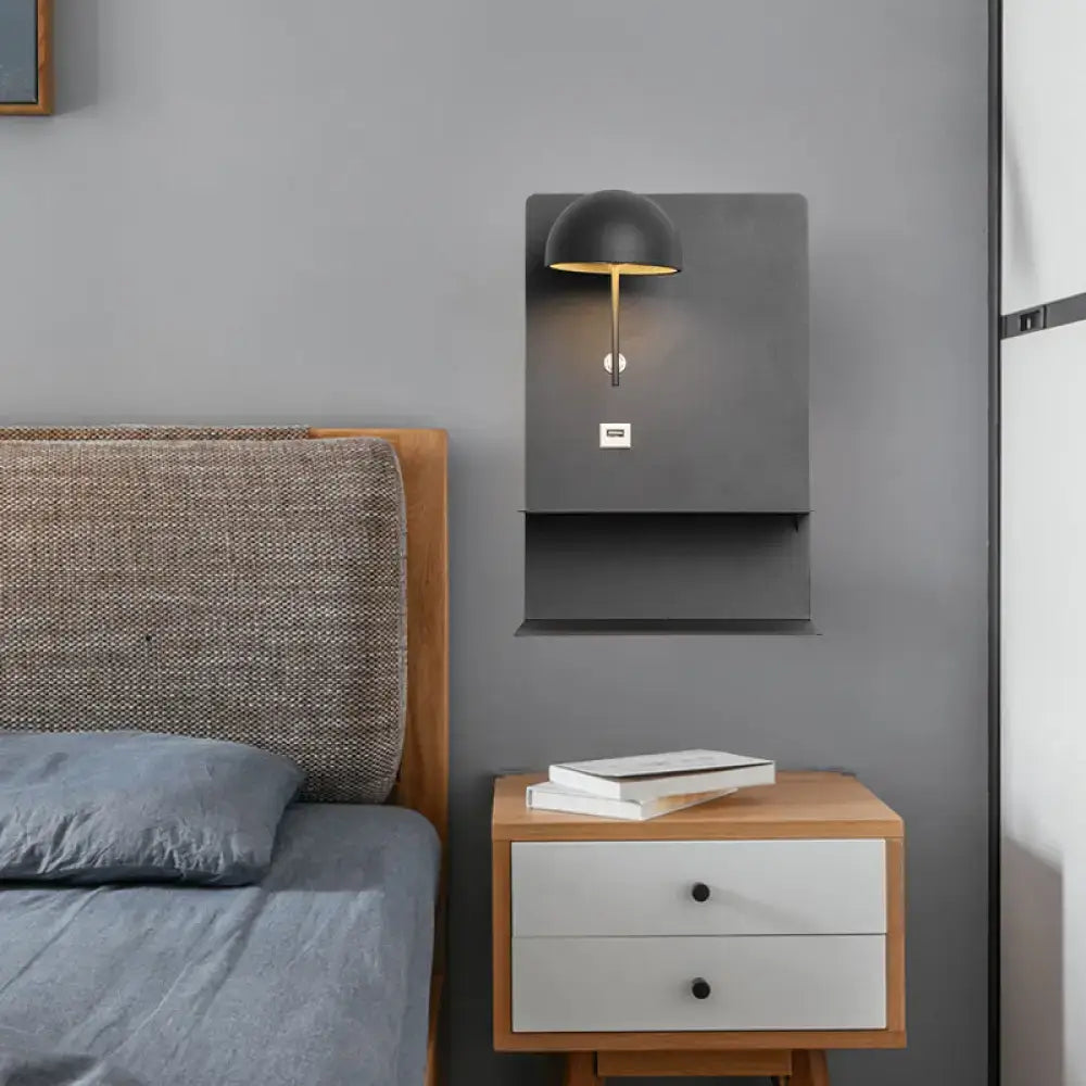 Black Gold USB Wall Light by Decorbites with dome shade and warm glow on Tampa Home & Garden Store