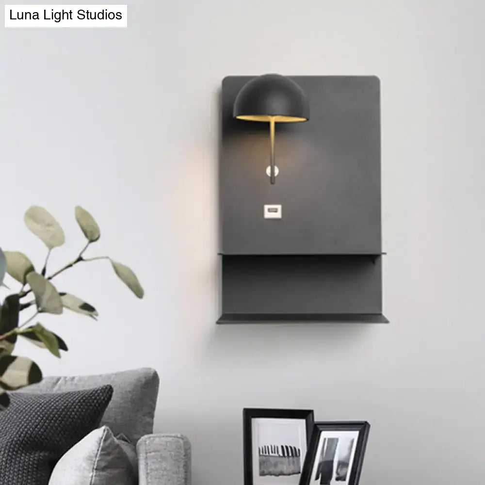 Black Gold USB Wall Light by Decorbites mounted on a dark wall panel with gold interior glow on Tampa Home & Garden Store