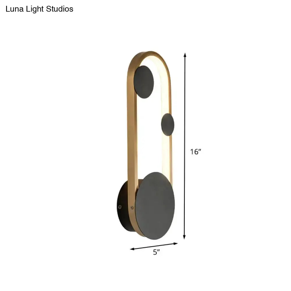 Modern Black and Gold Metallic Arc Wall Lamp
