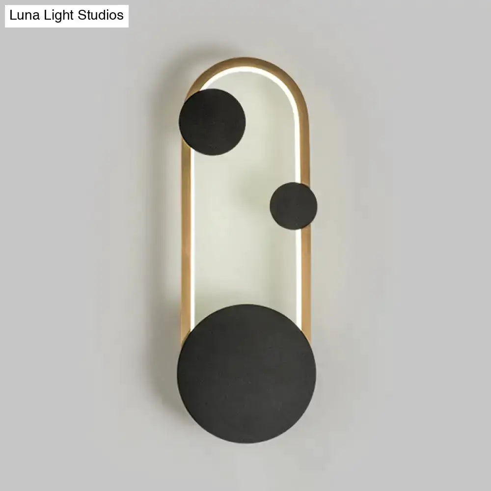 Modern Black and Gold Metallic Arc Wall Lamp