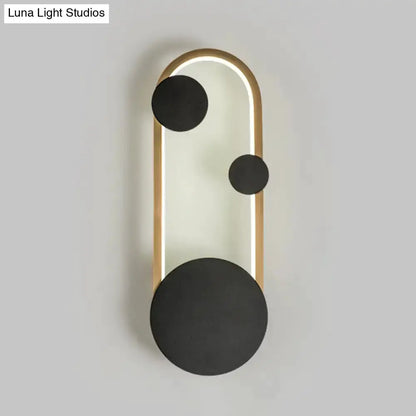 Modern Black and Gold Metallic Arc Wall Lamp