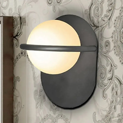Black matte milk-glass wall light with round globe and horizontal bar Decorbites on Tampa Home & Garden Store