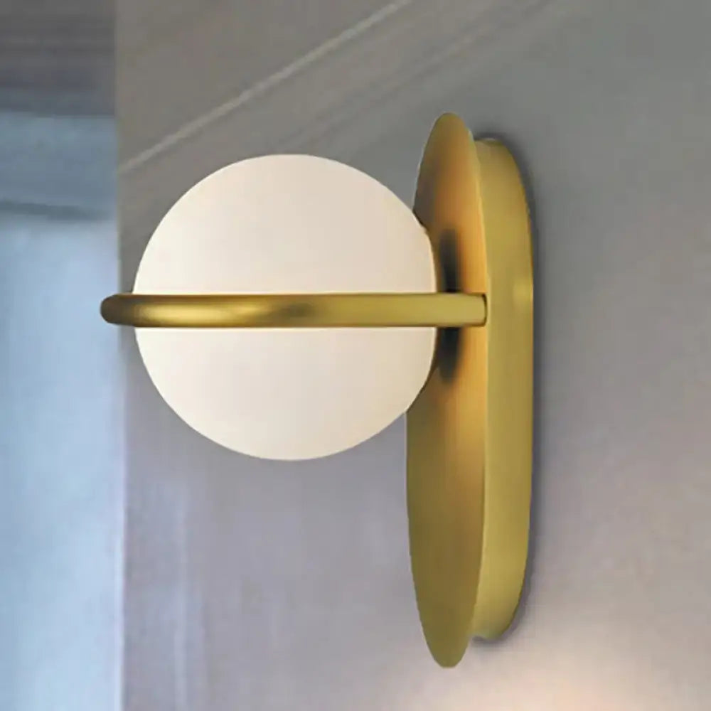 Black Gold Milk Glass Light wall sconce with brass finish and white globe on Tampa Home & Garden Store