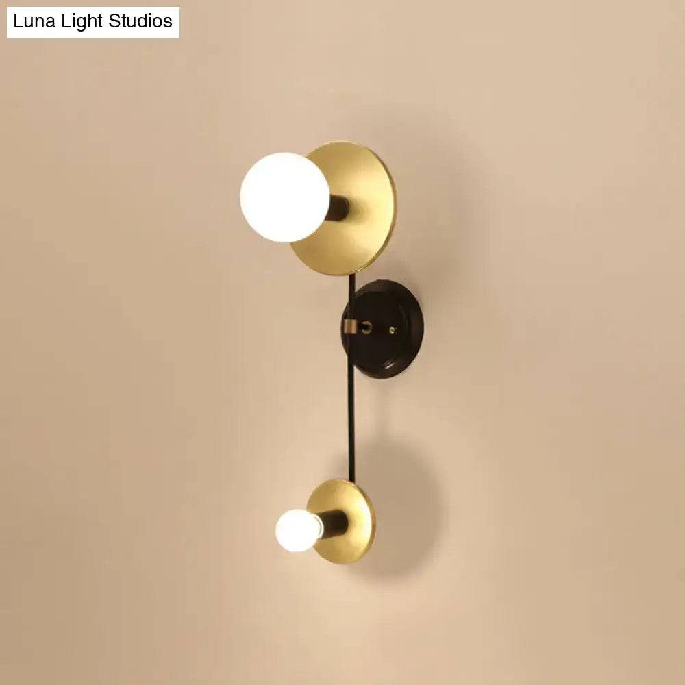 Black Gold Glass Wall Sconce Two-Light Milky with black backplate and brass accents on Tampa Home & Garden Store