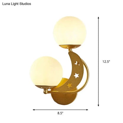 Modern Black Moon Wall Lamp with Milky Glass Ball
