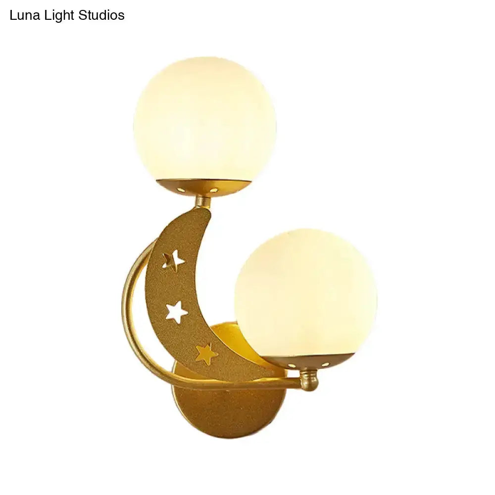 Modern Black Moon Wall Lamp with Milky Glass Ball