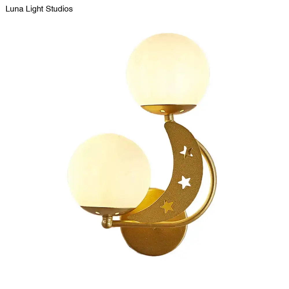 Modern Black Moon Wall Lamp with Milky Glass Ball