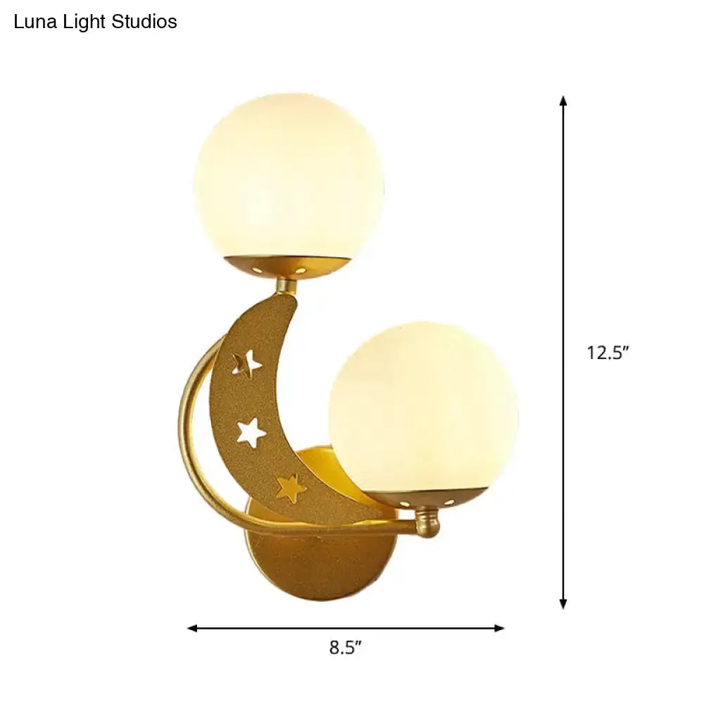 Modern Black Moon Wall Lamp with Milky Glass Ball