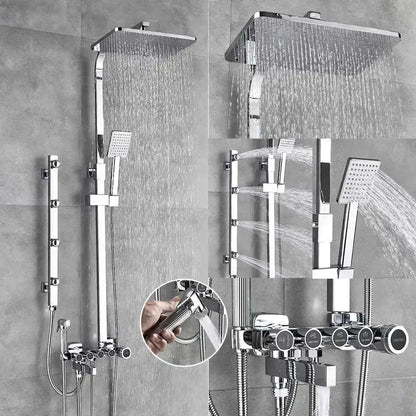 Modern Black and Gold Rain Shower Faucet Set