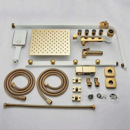 Modern Black and Gold Rain Shower Faucet Set
