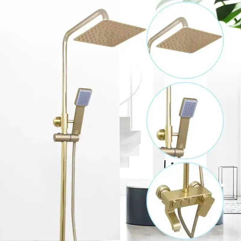 Modern Black and Gold Shower Faucet Set Rainfall