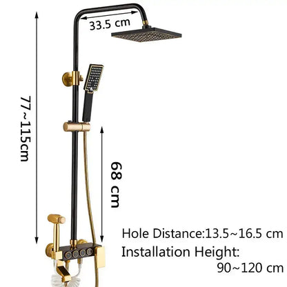 Modern Black and Gold Shower Faucet Set Rainfall