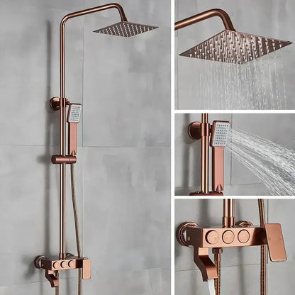 Modern Black and Gold Shower Faucet Set Rainfall