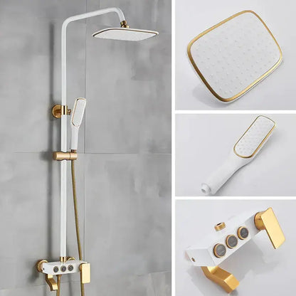 Modern Black and Gold Shower Faucet Set Rainfall