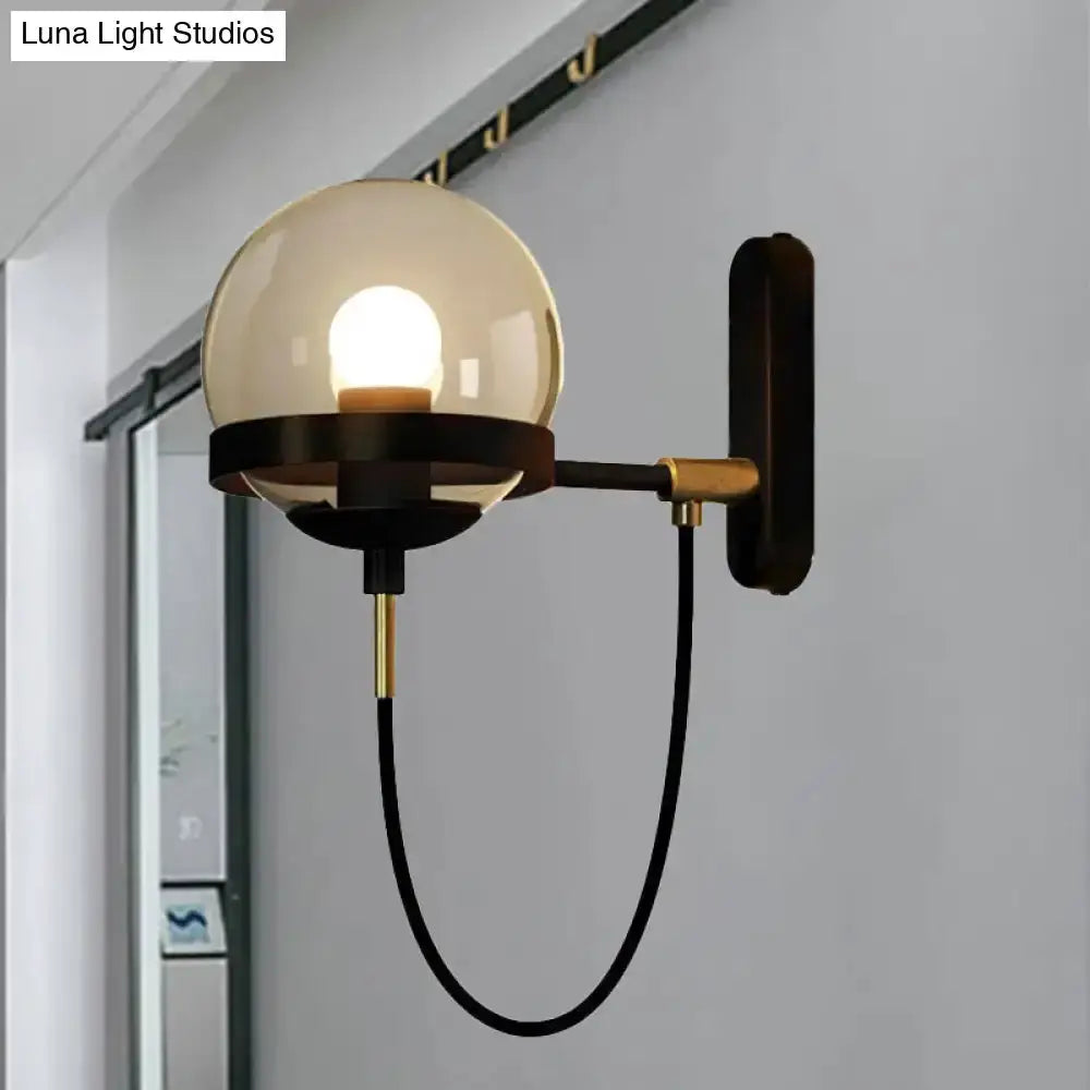 Modern Black and Gold Smoke Glass Wall Lamp