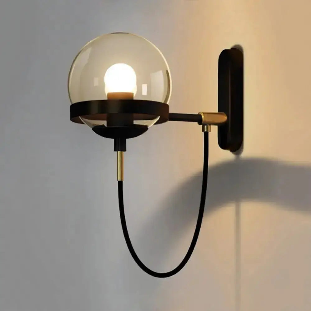 Modern Black and Gold Smoke Glass Wall Lamp