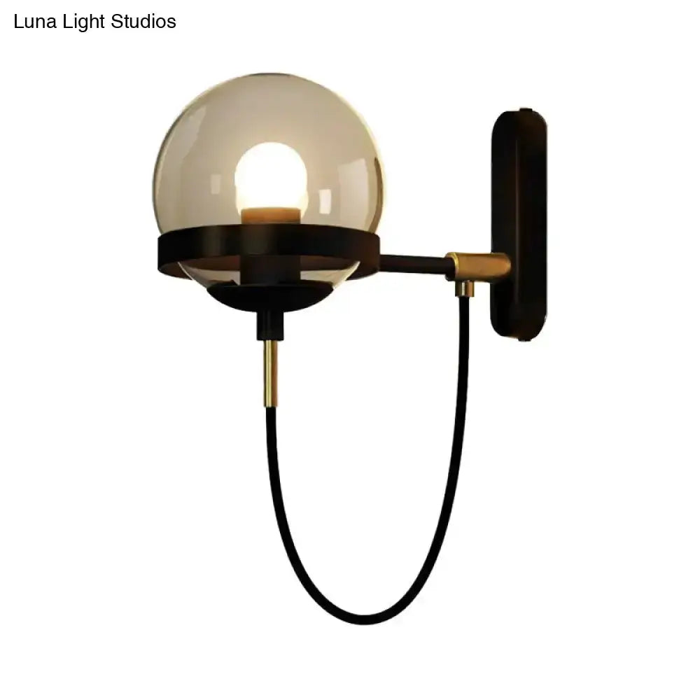 Modern Black and Gold Smoke Glass Wall Lamp
