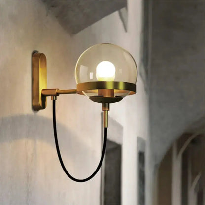 Modern Black and Gold Smoke Glass Wall Lamp