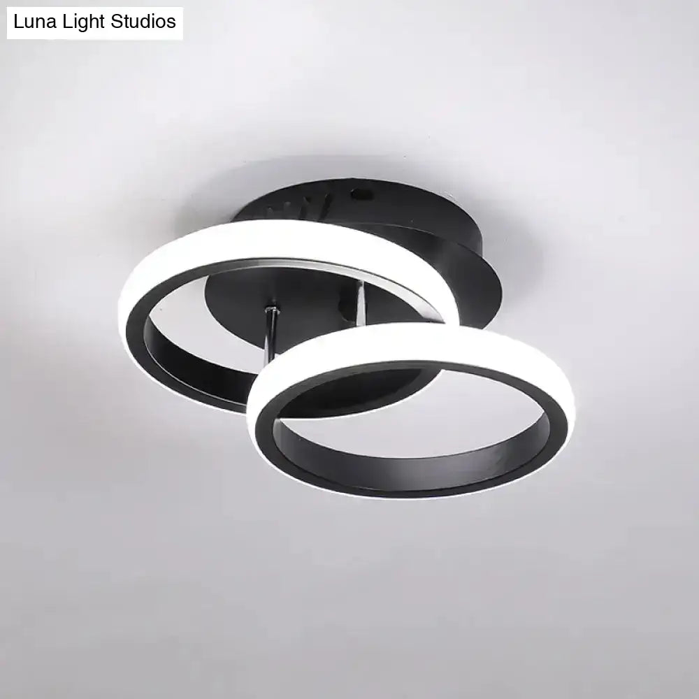 Black Gold Spiral Lamp ceiling light with two interlocking black and white circular rings on Tampa Home & Garden Store