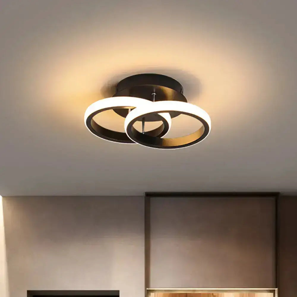 Black Gold Spiral Lamp ceiling light with interlocking black rings and gold interior Decorbites on Tampa Home & Garden Store